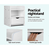 Bedside Table Side Nightstand Storage Drawer Shelf Bedroom Unit - 45-Degree Angle