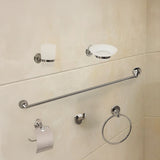 Bathroom Accessories Set 6 Piece Pack Chrome Wall Mounted Easy Fittings - Front View