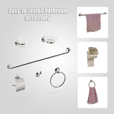 Bathroom Accessories Set 6 Piece Pack Chrome Wall Mounted Easy Fittings