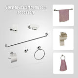 Bathroom Accessories Set 6 Piece Pack Chrome Wall Mounted Easy Fittings - Low Angle