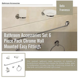 Bathroom Accessories Set 6 Piece Pack Chrome Wall Mounted Easy Fittings - Extra Image