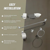Bathroom Accessories Set 6 Piece Pack Chrome Wall Mounted Easy Fittings