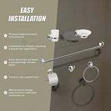 Bathroom Accessories Set 6 Piece Pack Chrome Wall Mounted Easy Fittings - Extra Image