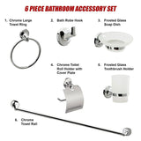 Bathroom Accessories Set 6 Piece Pack Chrome Wall Mounted Easy Fittings - Side View