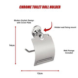 Bathroom Accessories Set 6 Piece Pack Chrome Wall Mounted Easy Fittings - 45-Degree Angle