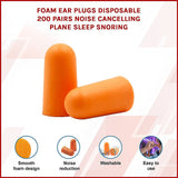 Foam Ear Plugs Disposable 200 Pairs Noise Cancelling Plane Sleep Snoring - Side View