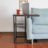 Sofa Side End Table Wooden Shelf Couch Living Nightstand - Front View