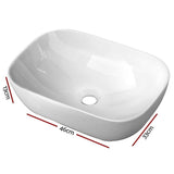 Ceramic Bathroom Basin Vanity Sink Oval Above Counter Top Mount Bowl - 45-Degree Angle