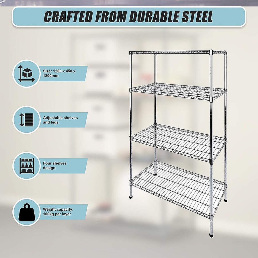 Modular Wire Storage Shelf 1200 x 450 x 1800mm Steel Shelving, image 11