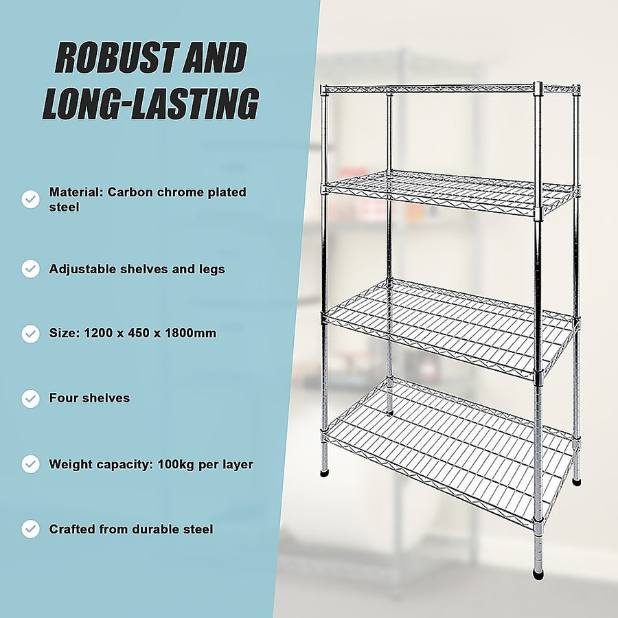 Modular Wire Storage Shelf 1200 x 450 x 1800mm Steel Shelving, image 12