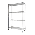 Modular Wire Storage 120x45cm Steel Shelving Chrome With Wheels For Garage Kitchen Or Retail Storage