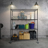 Modular Wire Storage Shelf 1500 x 450 x 1920mm Steel Shelving with Wheels - Front View