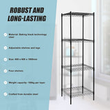 Modular Wire Storage 60x60cm Steel Shelving Black With Fixed Legs For Garage Warehouse Or Kitchen Organisation