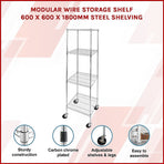 Modular Wire Storage Shelf 600 x 600 x 1800mm Steel Shelving, image 3
