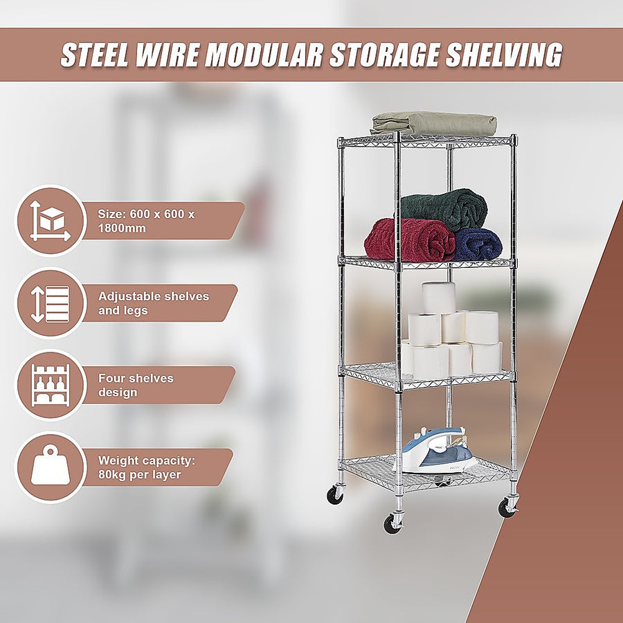 Modular Wire Storage Shelf 600 x 600 x 1800mm Steel Shelving, image 10