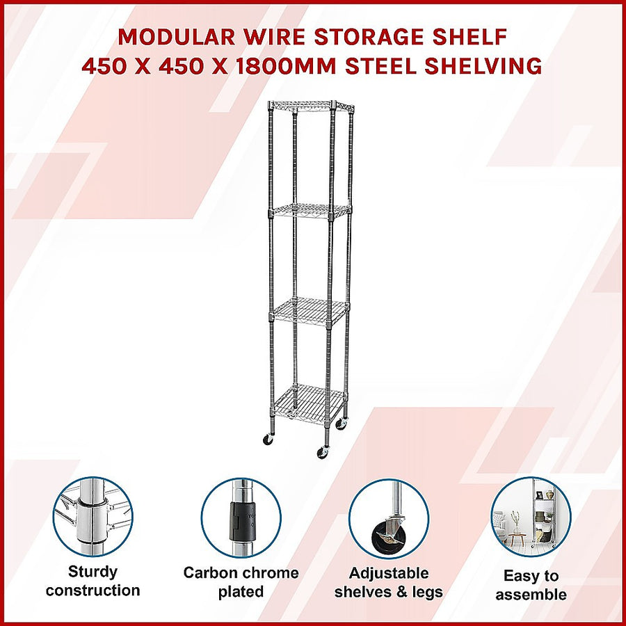 Modular Wire Storage Shelf 450 x 450 x 1800mm Steel Shelving, image 3
