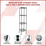 Modular Wire Storage Shelf 450 x 450 x 1800mm Steel Shelving - Side View