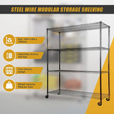 Modular Wire Storage Shelf 1200 x 600 x 1800mm Steel Shelving - Low Angle