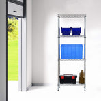 Modular four shelf steel wire storage shelving unit, 350 x 350 x 1800mm, wireform shelves with raised edge