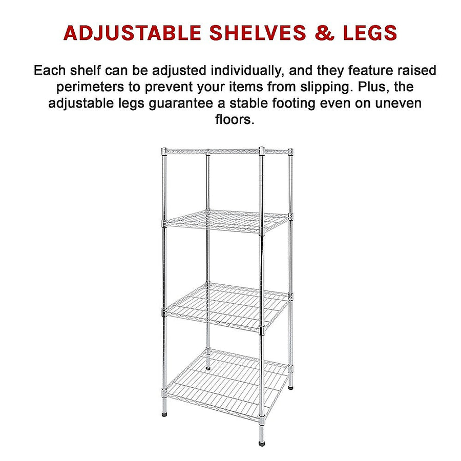 Modular four shelf steel wire storage shelving unit, 350 x 350 x 1800mm, image 13