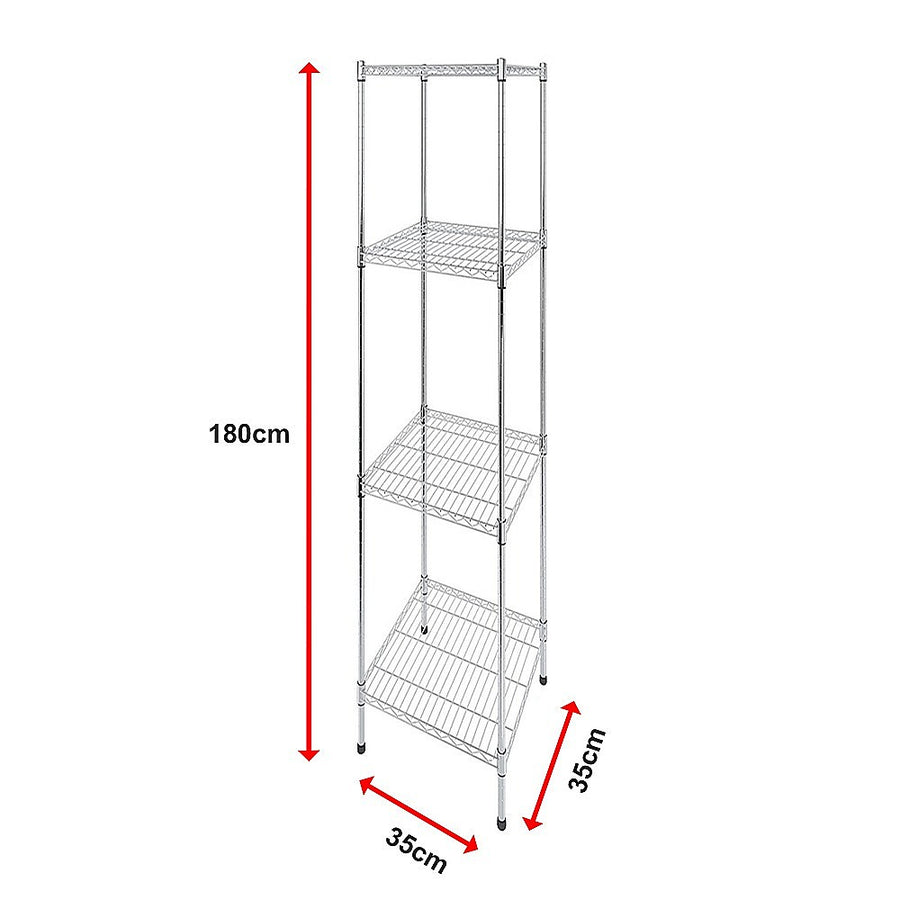 Modular four shelf steel wire storage shelving unit, 350 x 350 x 1800mm, image 14