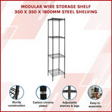 Modular Wire Storage Shelf 350 x 350 x 1800mm Steel Shelving - Side View