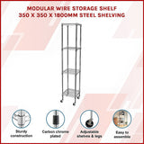 Modular Wire Storage Shelf 350 x 350 x 1800mm Steel Shelving