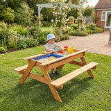 Sand & Water Wooden Picnic Table - Close-Up Angle