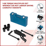 1:58 Torque Multiplier Set Wrench Lug Nut Labour Saving Lugnuts 4 Sockets - Side View
