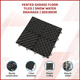 Vented Garage Floor Tiles | Snow Water Drainage | 30x30cm - Side View