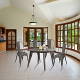 4x Kitchen Dining Chairs Stackable Vintage Metal Chair Backrest Side Chair - Front View
