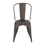 4x Kitchen Dining Chairs Stackable Vintage Metal Chair Backrest Side Chair - Rear View