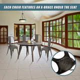 4x Kitchen Dining Chairs Stackable Vintage Metal Chair Backrest Side Chair - Low Angle