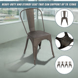 4x Kitchen Dining Chairs Stackable Vintage Metal Chair Backrest Side Chair - Extra Image
