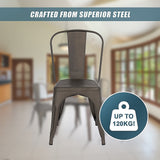 4x Kitchen Dining Chairs Stackable Vintage Metal Chair Backrest Side Chair - Extra Image