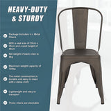 4x Kitchen Dining Chairs Stackable Vintage Metal Chair Backrest Side Chair - Extra Image