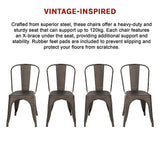 4x Kitchen Dining Chairs Stackable Vintage Metal Chair Backrest Side Chair - Extra Image