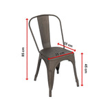4x Kitchen Dining Chairs Stackable Vintage Metal Chair Backrest Side Chair - Extra Image