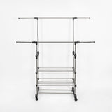 Heavy Duty Commercial Garment Rack Double Bar Rolling Collapsible Clothing Shelf - Top-Down View