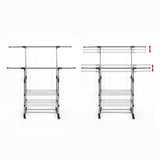 Heavy Duty Commercial Garment Rack Double Bar Rolling Collapsible Clothing Shelf - Close-Up Angle
