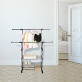 Heavy Duty Commercial Garment Rack Double Bar Rolling Collapsible Clothing Shelf - Front View
