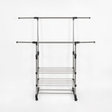 Heavy Duty Commercial Garment Rack Double Bar Rolling Collapsible Clothing Shelf - Top-Down View