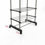 Heavy Duty Commercial Garment Rack Double Bar Rolling Collapsible Clothing Shelf - 45-Degree Angle