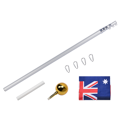 9.1m Flag Pole Kit Telescopic Heavy Duty 16 Gauge Aluminium with Flag