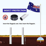 9.1m Flag Pole Kit Telescopic Heavy Duty 16 Gauge Aluminium with Flag - 45-Degree Angle