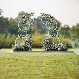 2pcs Round Wedding Arch Backdrop Rings Loops Flower Balloon Lawn Row Stand - Front View