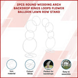 2pcs Round Wedding Arch Backdrop Rings Loops Flower Balloon Lawn Row Stand - Side View
