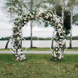 2pcs Round Wedding Arch Backdrop Rings Loops Flower Balloon Lawn Row Stand - Low Angle