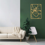 3 Piece Gold Flower Metal Wall Decor Abstract Floral Aesthetic Set of 3 - Front View
