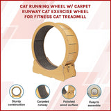 Cat Running Wheel w/ Carpet Runway Cat Exercise Wheel for Fitness Cat Treadmill - Side View